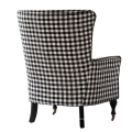 Black & White Plaid Arm Chair with Casters